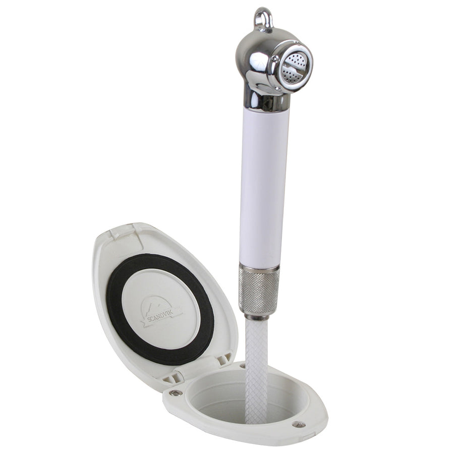 Scandvik Recessed Shower w6 White Hose  PushButton 12106P