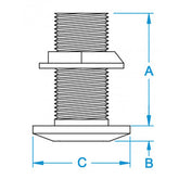 GROCO 3 Bronze ThruHull Fitting wNut TH3000W