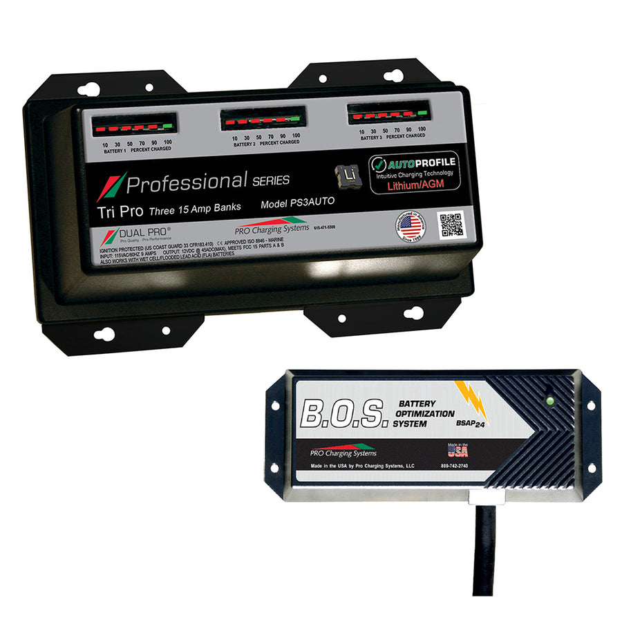 Dual Pro PS3 Auto 3 Bank Battery Charger w3 Bank BOS PS3AUTOBOS12V3