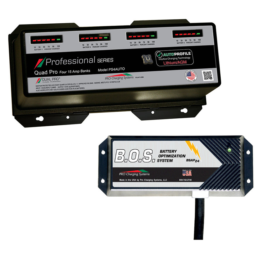 Dual Pro PS4 Auto 4 Bank Battery Charger w3 Bank BOS PS4AUTOBOS12V3