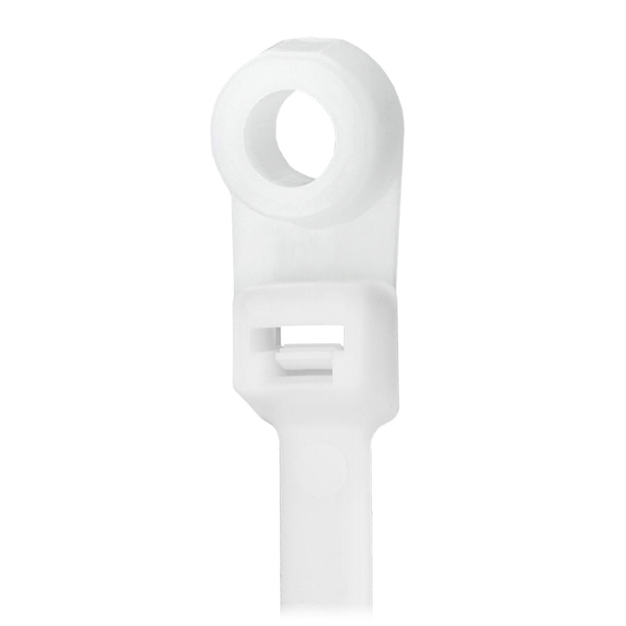 Pacer 8 Cable Tie wMounting Ring  Natural Color  50lb Tensile Strength  2 Bundle Diameter  100 Piece Bag CTMR2S100