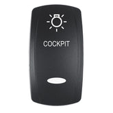 Pacer Actuator  COCKPIT fV Series Contura Switches  Black  Laser Etched TopBottom Light EV2LECKPT