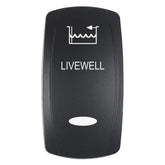 Pacer Actuator  LIVEWELL fV Series Contura Switches  Black  Laser Etched TopBottom Light EV2LELVWL