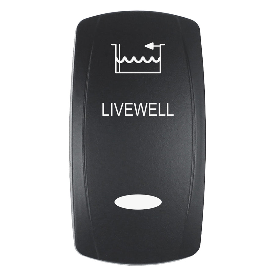 Pacer Actuator  LIVEWELL fV Series Contura Switches  Black  Laser Etched TopBottom Light EV2LELVWL