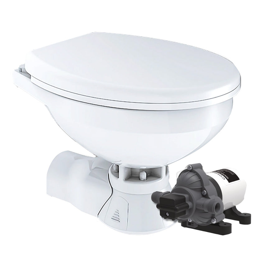 Commodore Quiet Flush Electric Toilet  Rear Macerator  Raw Water Pump  Regular Size CM4RMT