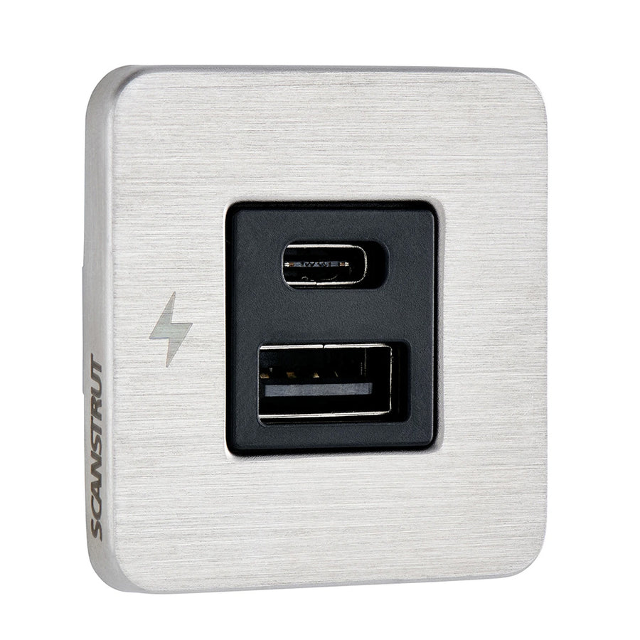 Scanstrut TILE USBAUSBC Interior Charging Socket  1224V  Stainless Steel Bezel SCTILE11