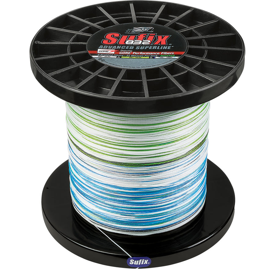Sufix 832 Advanced Superline Bulk Metered 3000yds 100lb White  Neon Lime  Blue 6604100GHLCC