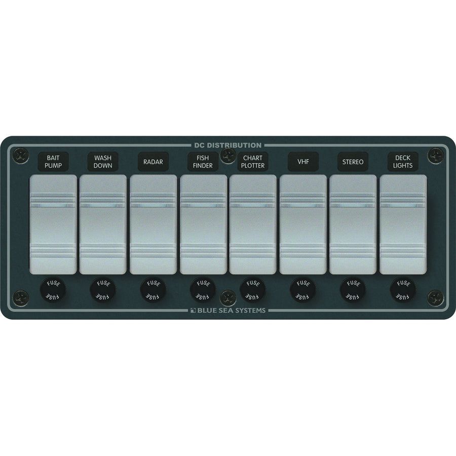 Blue Sea 8261 Waterproof Panel 8 Position  Slate Grey 8261