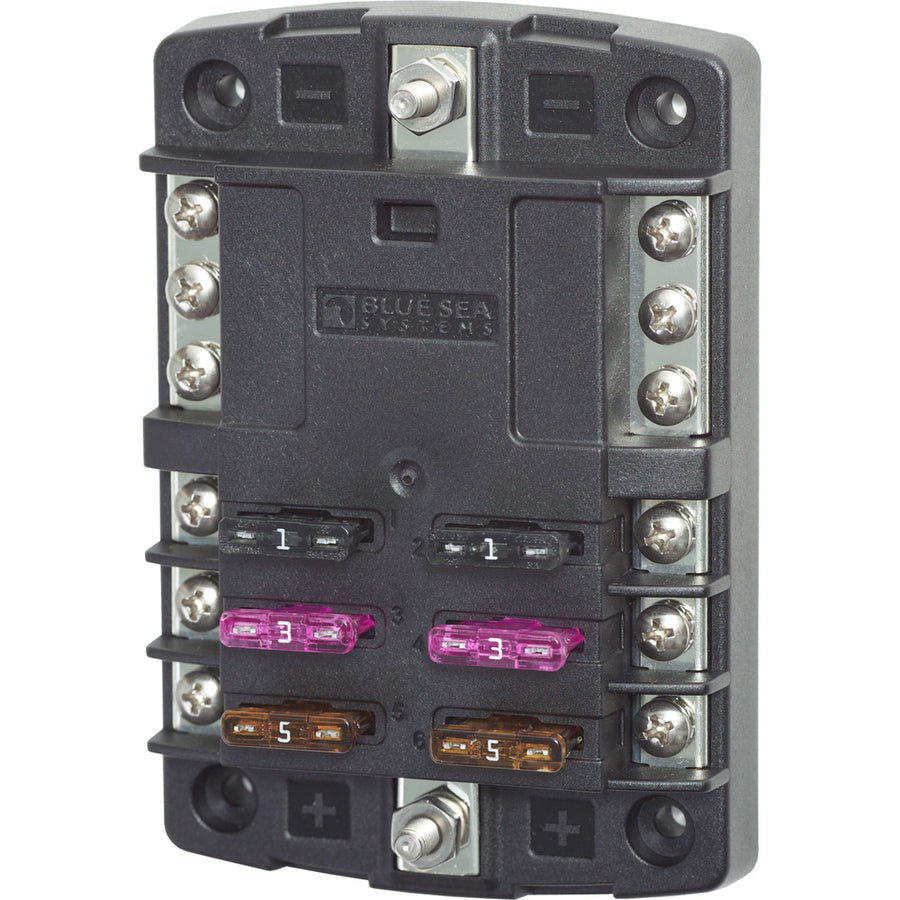 Blue Sea 5030 ST Blade Fuse Block wo Cover  6 Circuit wNegative Bus 5030