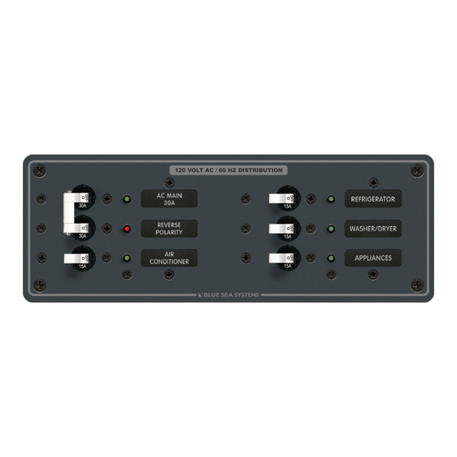 Blue Sea 8099 AC Main 4 Positions Toggle Circuit Breaker Panel  White Switches 8099