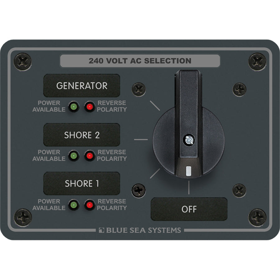 Blue Sea 8361 AC Rotary Switch Panel 65 Ampere 3 Positions  OFF 3 Pole 8361