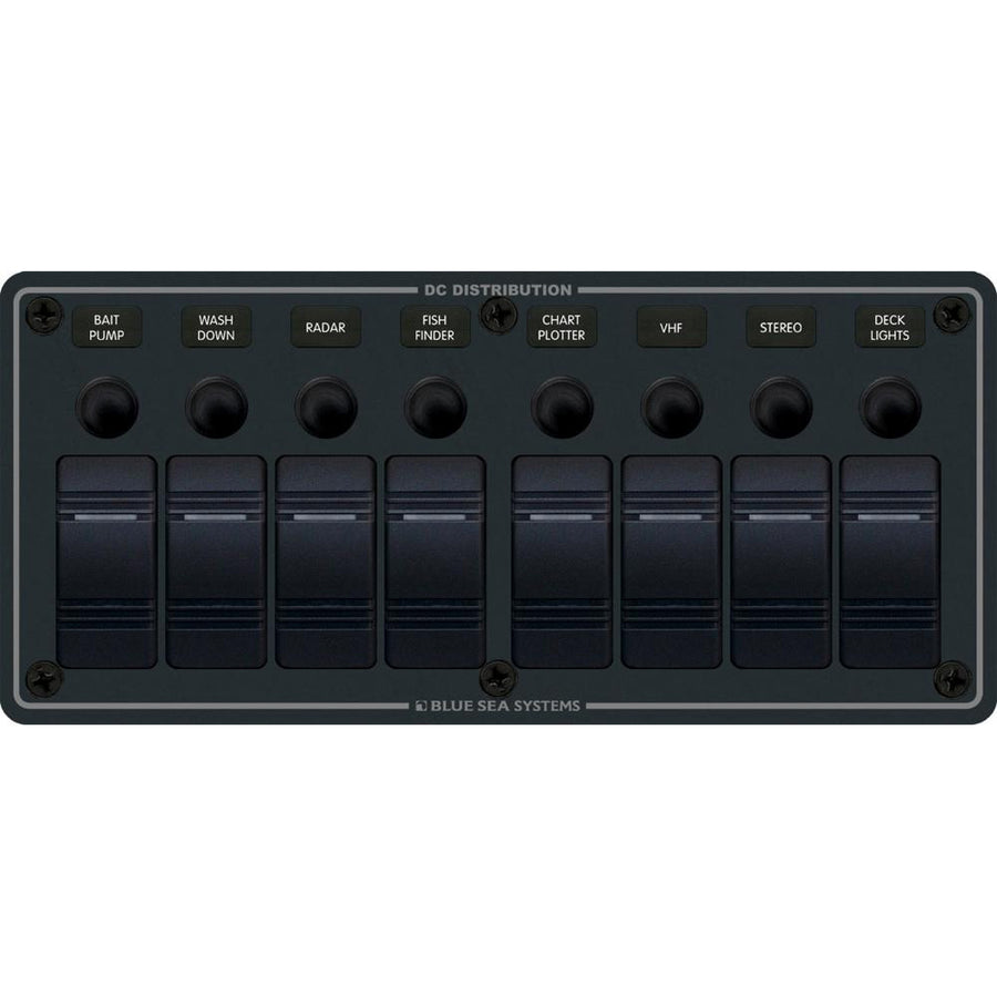 Blue Sea 8371 Water Resistant Panel  8 Position  Black  Horizontal Mount 8371