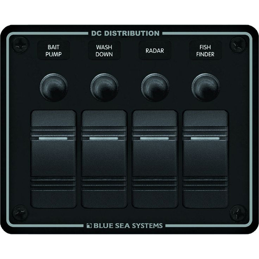 Blue Sea 8372 Water Resistant 4 Position  Black  Horizontal Mount Panel 8372