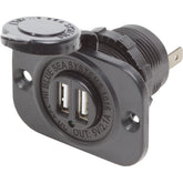 Blue Sea Dual USB Charger Socket  2 USB Ports wWatertight Cap 1016