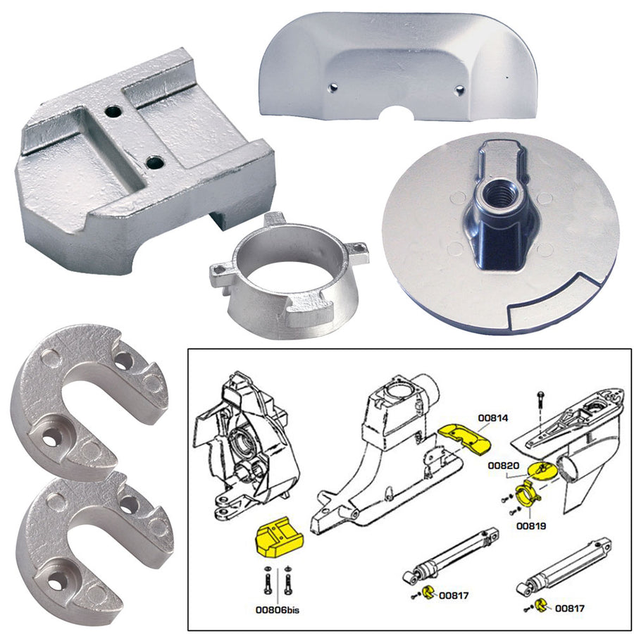 Tecnoseal Anode Kit wHardware  Mercury Alpha 1 Gen 2  Zinc 20801