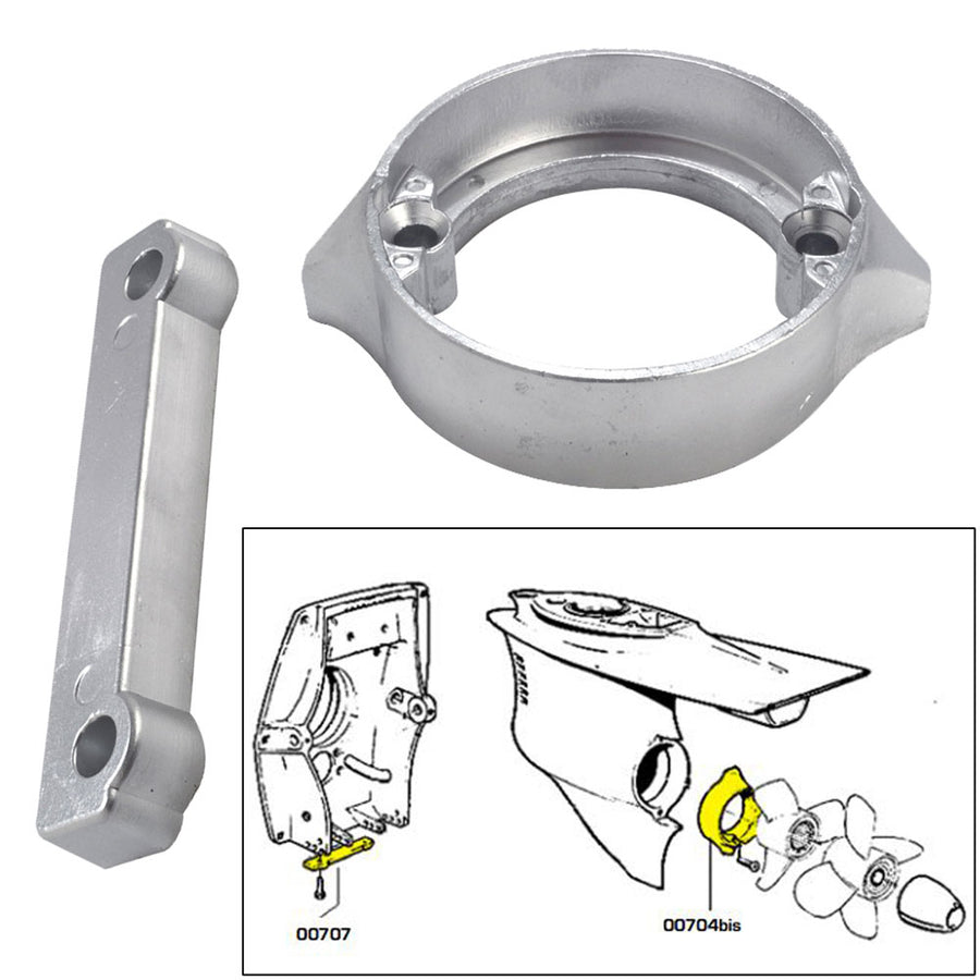 Tecnoseal Anode Kit wHardware  Volvo DuoProp 280  Aluminum 20702AL
