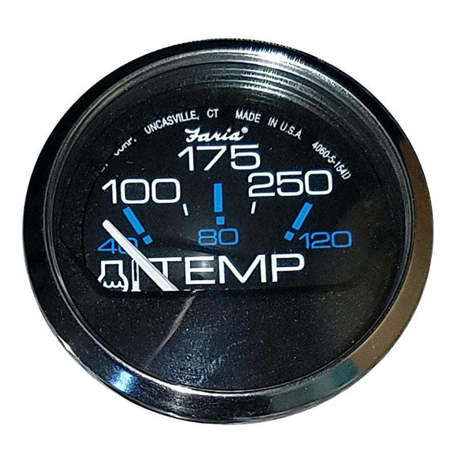Faria Chesapeake Black 2 Water Temperature Gauge 100250F 13704