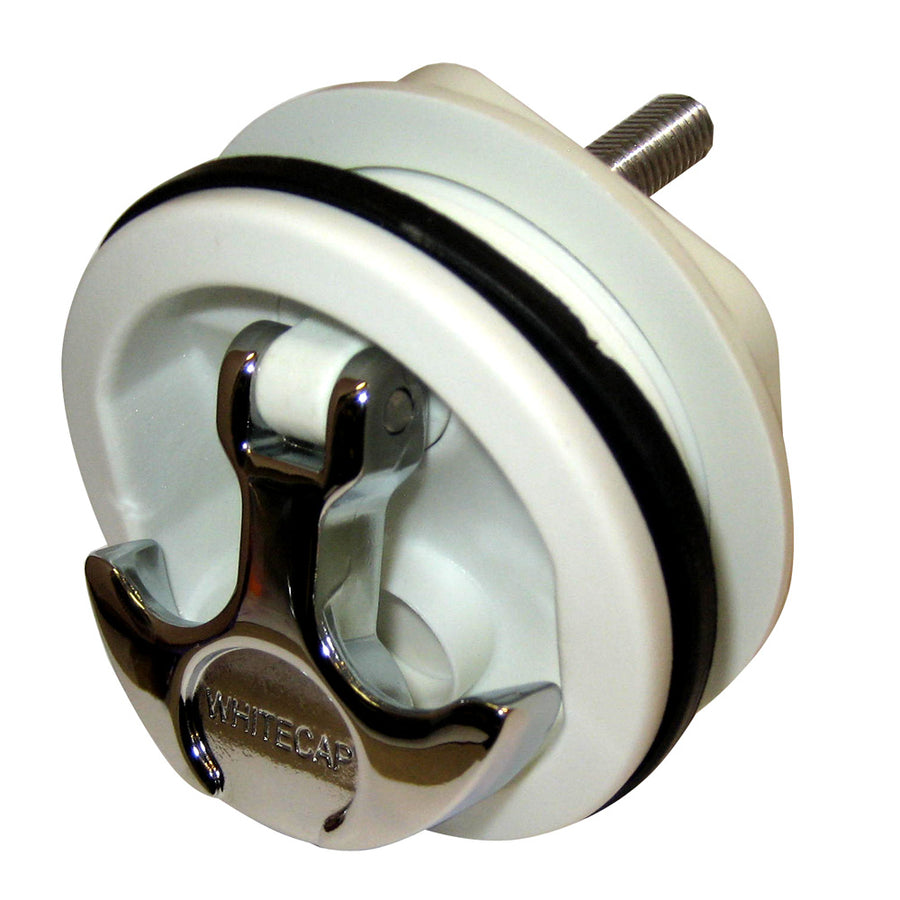 Whitecap THandle Latch  Chrome Plated ZamacWhite Nylon  No Lock  Freshwater Use Only S0230WC