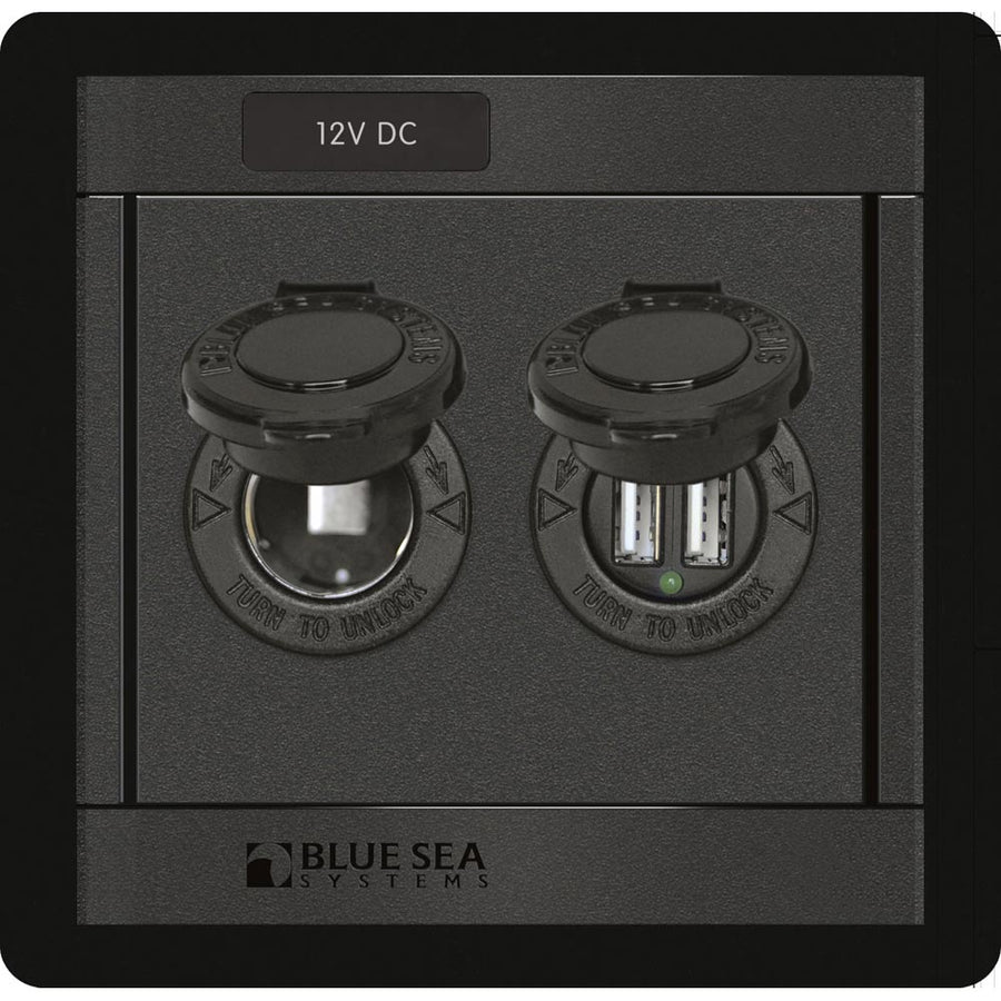 Blue Sea 1478 360 Panel  12V DC Socket  Dual USB Charger 1478