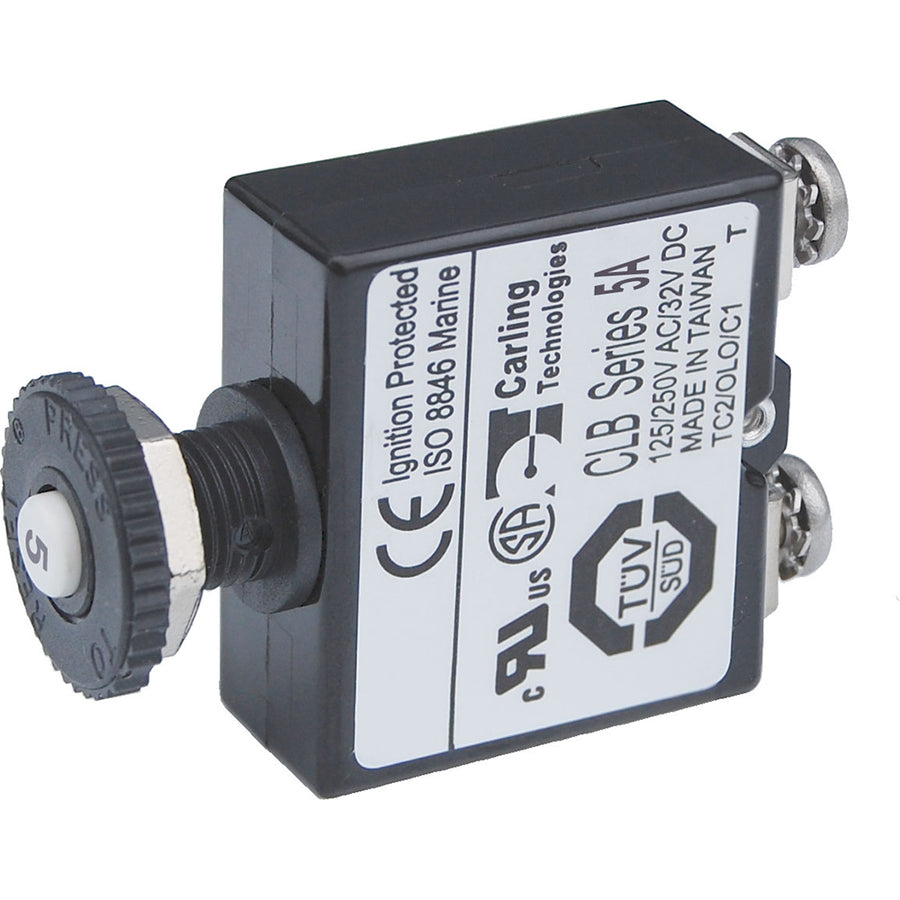 Blue Sea Push Button Reset Only Screw Terminal Circuit Breaker  5 Amps 2130