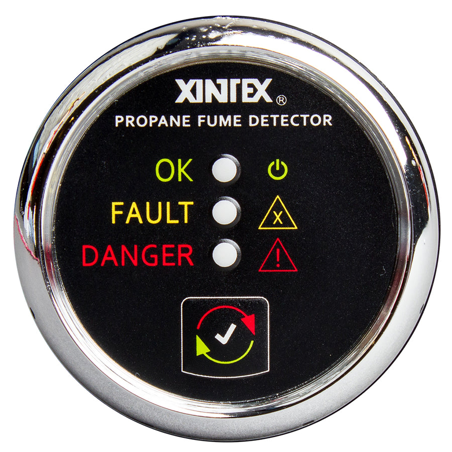 FireboyXintex Propane Fume Detector wPlastic Sensor  No Solenoid Valve  Chrome Bezel Displa P1CR