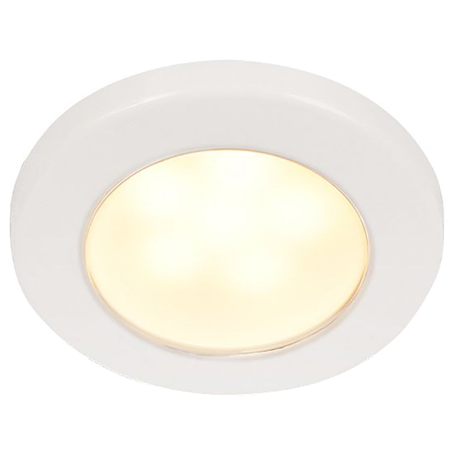 Hella Marine EuroLED 75 3 Round Screw Mount Down Light  Warm White LED  White Plastic Rim  12V 958109011