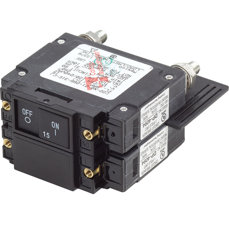 Blue Sea 7462 UL489 Circuit Breaker  15A Flat Rocker 7462