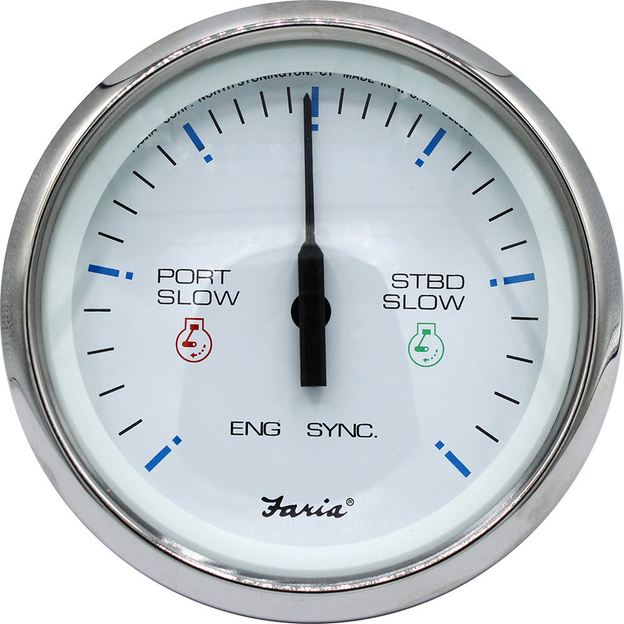 Faria 4 Chesapeake SS White Engine Synchronizer  Dual Gas  Var Ratio Alt Diesel 33801