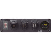 Blue Sea 4368 Water Resistant USB Accessory Panel  12V Socket 2x 21A Dual USB Chargers Mini Voltmeter 4368