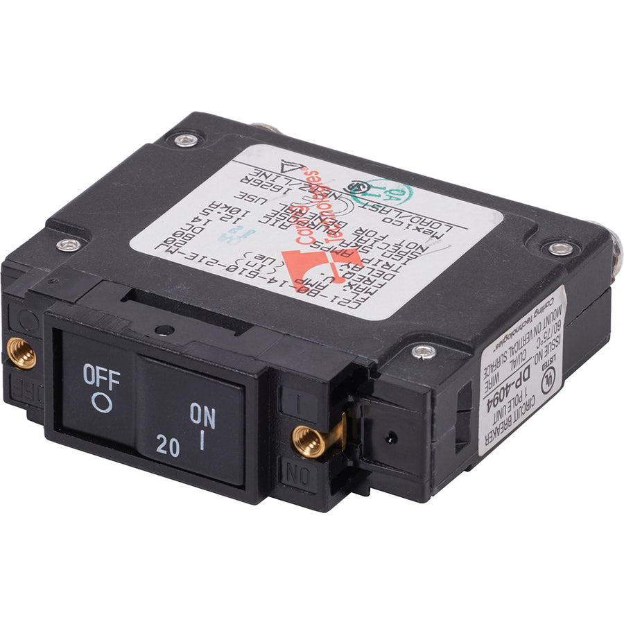 Blue Sea 7443 UL489 Circuit Breaker  20A Flat Rocker 7443
