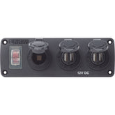 Blue Sea 4365 Water Resistant USB Accessory Panel  15A Circuit Breaker 12V Socket 2x 21A Dual USB Chargers 4365