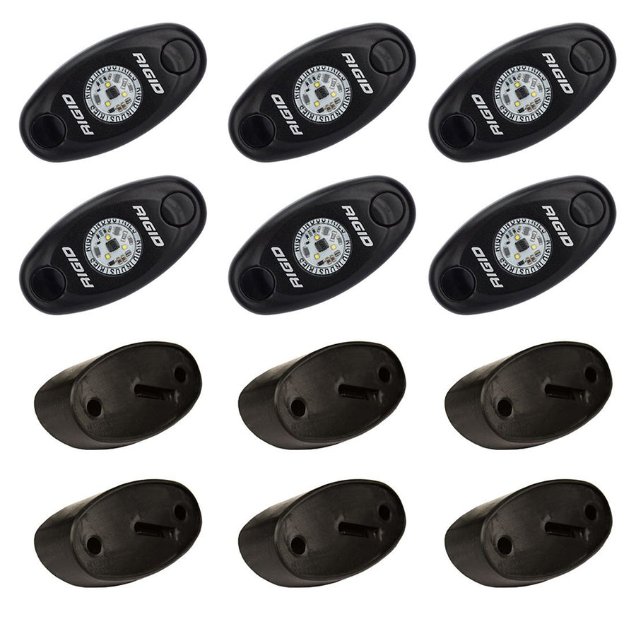 RIGID Industries ASeries Rock Light Kit  6 Blue Lights  Black 400283