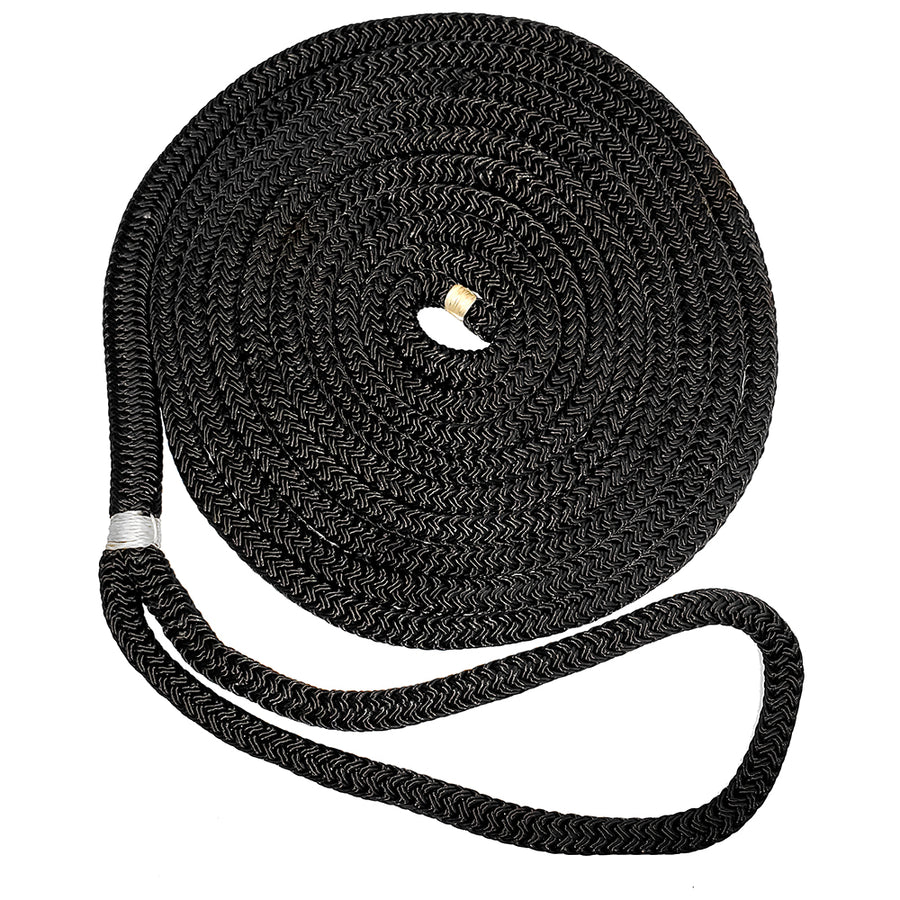 New England Ropes 58 Double Braid Dock Line  Black  50 C50542000050