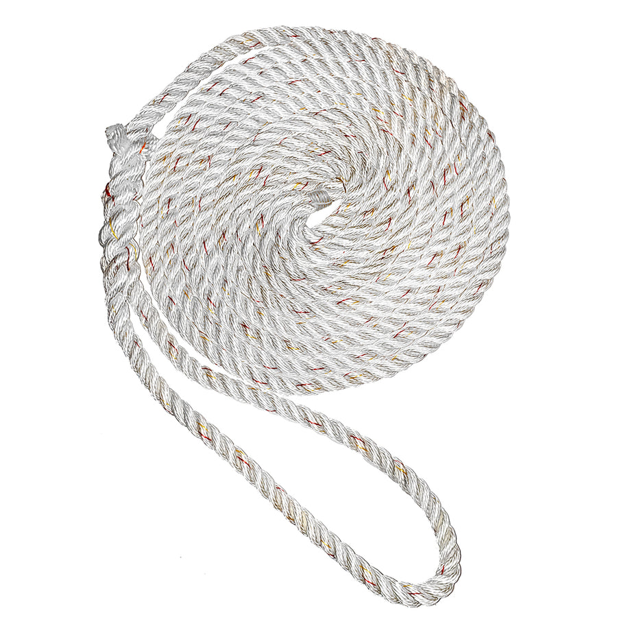 New England Ropes 12 Premium 3Strand Dock Line  White wTracer  15 C60501600015