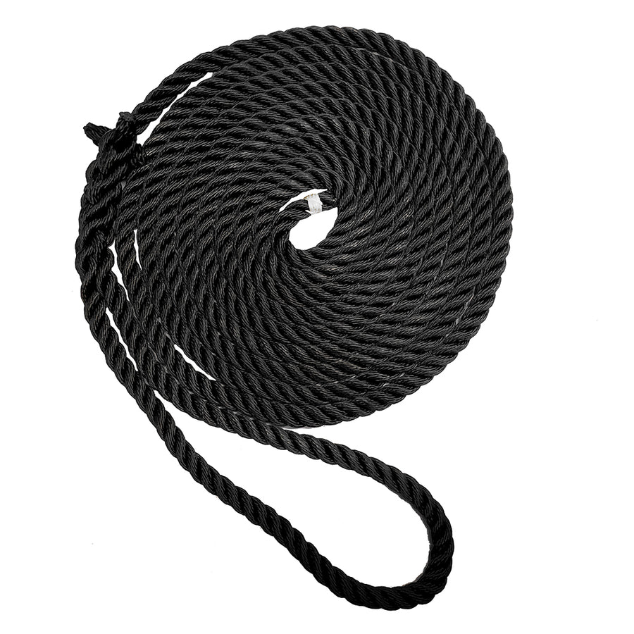 New England Ropes 12 Premium 3Strand Dock Line  Black  35 C60541600035