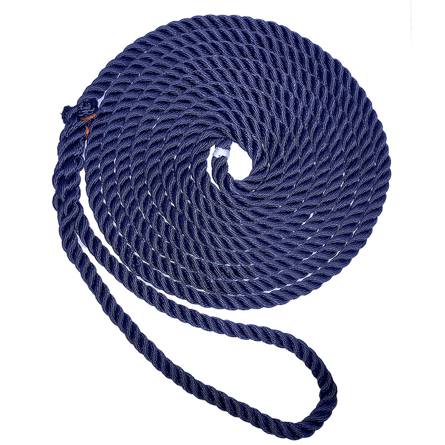 New England Ropes 38 Premium 3Strand Dock Line  Navy Blue  25 C60531200025
