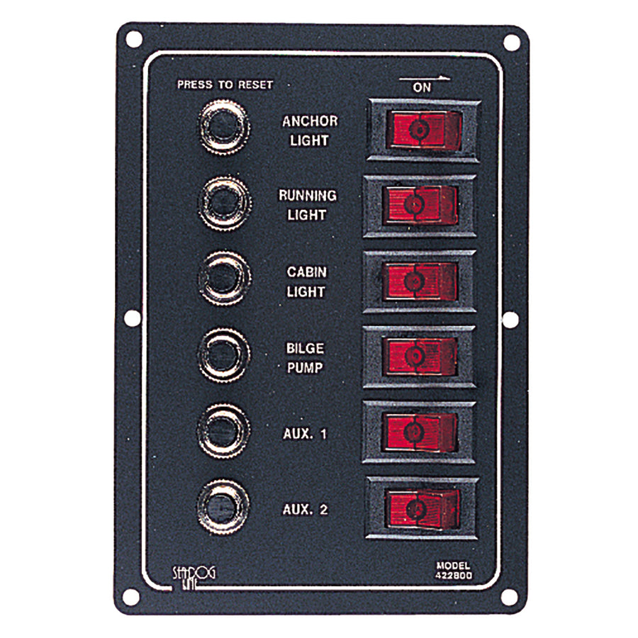SeaDog Aluminum Circuit Breaker Panel  6 Circuit 4228001