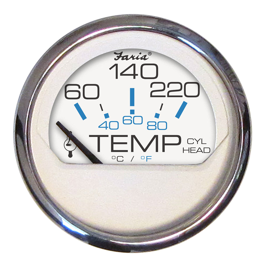 Faria Chesapeake White SS 2 Cylinder Head Temperature Gauge 60220F 13806