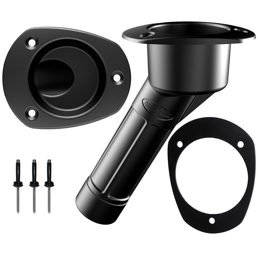Mate Series Plastic Rod  Cup Holder 30 Closed wOval Top fKayaks  Black P2030BK