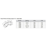 Viega ProPress 114  45 Copper Elbow  Double Press Connection  Smart Connect Technology 77033