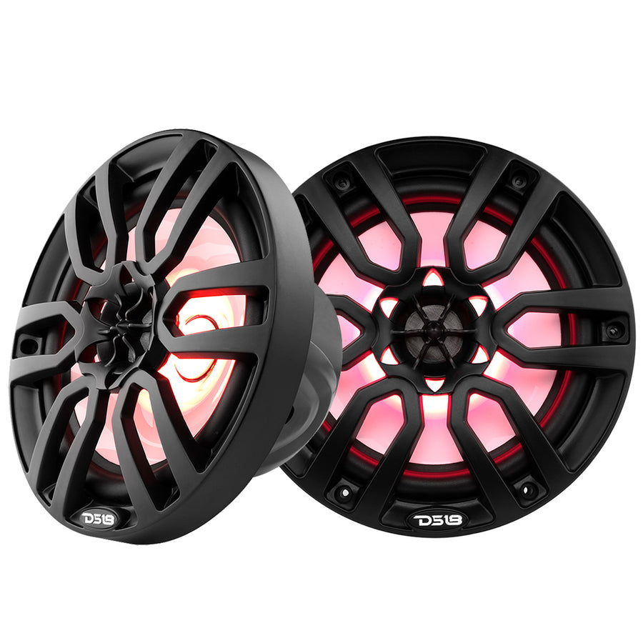 DS18 HYDRO 8 2Way Marine Speakers wRGB LED Lights 375W  Matte Black NXL8BK