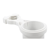Camco ClampOn Rail Mounted Cup Holder  Large for Up to 2 Rail  White 53083