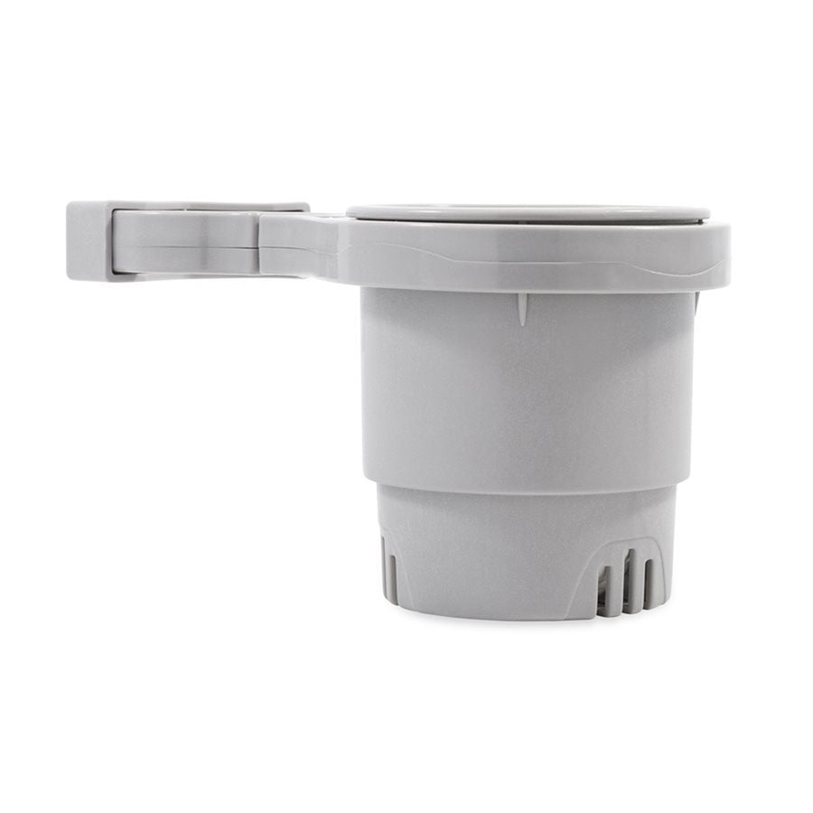 Camco ClampOn Rail Mounted Cup Holder  Large for Up to 2 Rail  Grey 53092