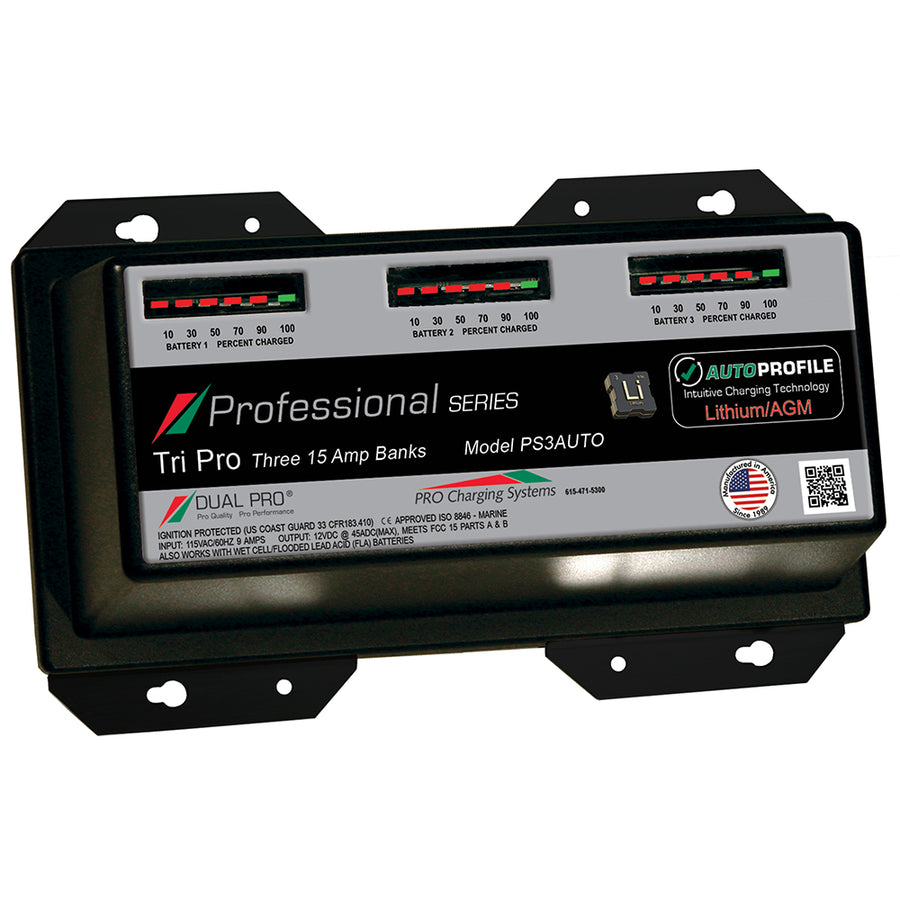 Dual Pro PS3 Auto 15A  3Bank LithiumAGM Battery Charger PS3AUTO