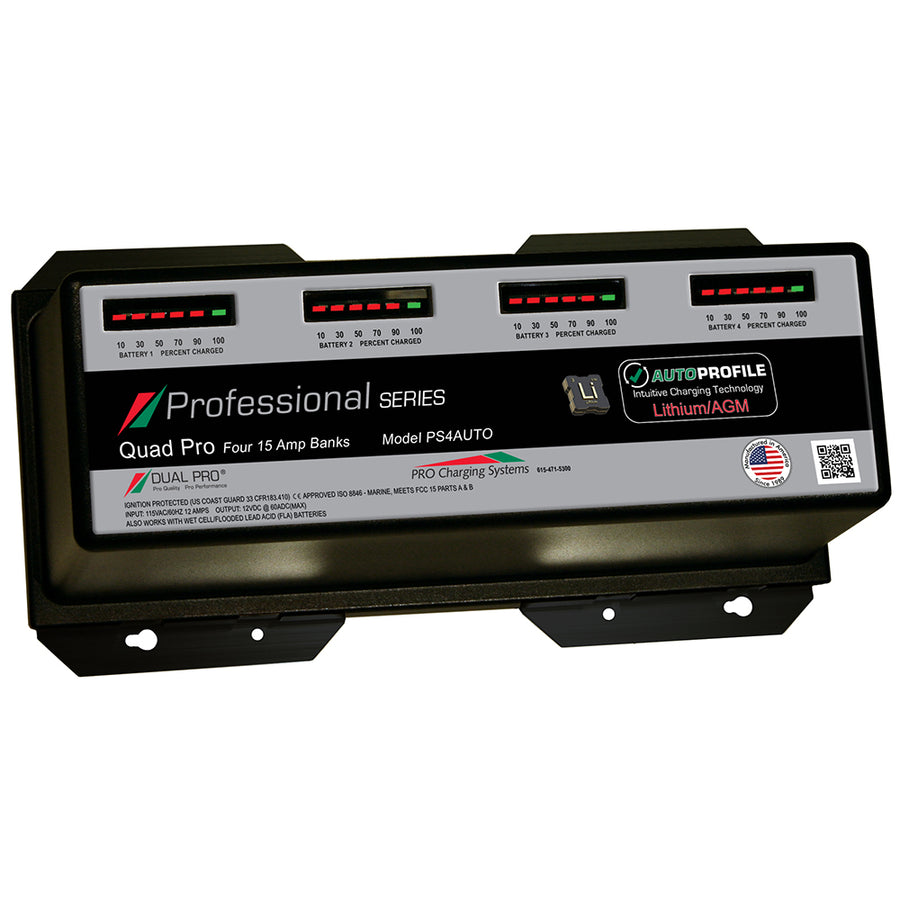 Dual Pro PS4 Auto 15A  4Bank LithiumAGM Battery Charger PS4AUTO