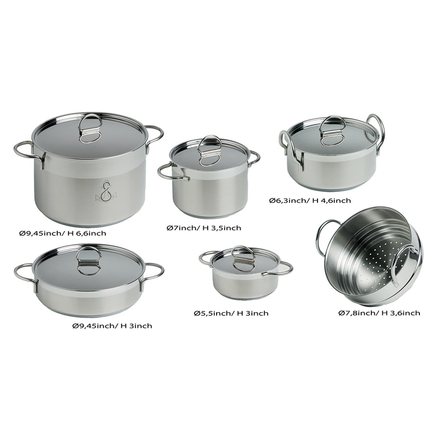 Marine Business Kitchen Cookware Pan Set SelfContaining  Stainless Steel  Set of 8 20001