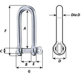 Wichard Captive Pin Long D Shackle  Diameter 8mm  516 1414W