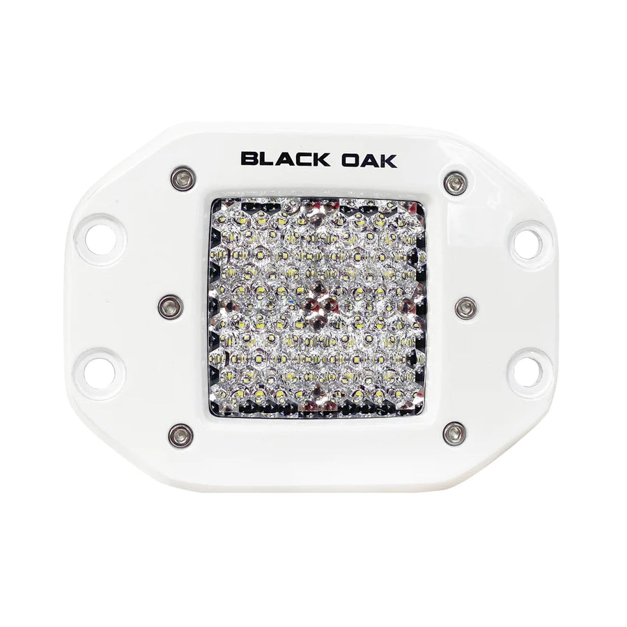 Black Oak 2 Marine Flush Mount LED Pod Light  Diffused Optics  White Housing  Pro Series 30 2DMFPOD10CR