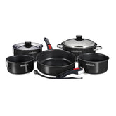 Magma Nestable 10 Piece Induction NonStick Enamel Finish Cookware Set  Jet Black A10366JB2IN