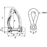 Wichard SelfLocking Twisted Shackle  10mm Diameter  1332 1225W